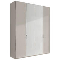 DREHTÜRENSCHRANK in Grau, Weiss  - Chromfarben/Weiss, Modern, Glas/Holzwerkstoff (200/216/58cm) - Novel
