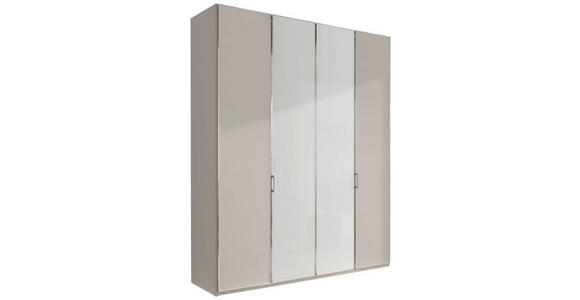 DREHTÜRENSCHRANK 200/216/58 cm 4-türig Grau, Weiß - Chromfarben/Weiß, Design, Glas/Holzwerkstoff (200/216/58cm) - Novel