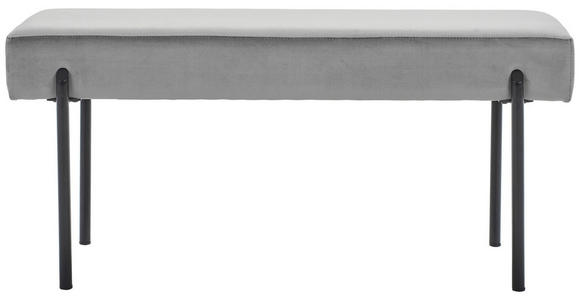 HOCKERBANK 100/45/35 cm Samt Grau, Schwarz - Schwarz/Grau, MODERN, Textil/Metall (100/45/35cm) - Novel