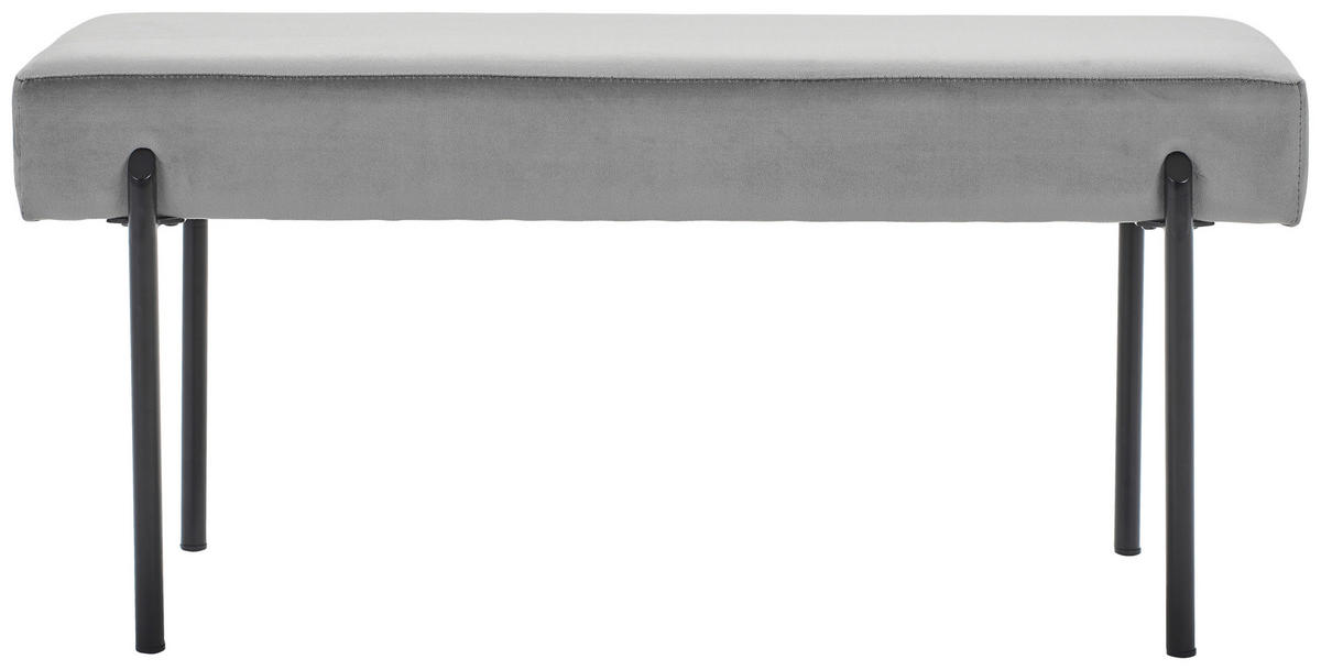 HOCKERBANK 100/45/35 cm Samt Schwarz, Grau  - Schwarz/Grau, MODERN, Textil/Metall (100/45/35cm) - Novel