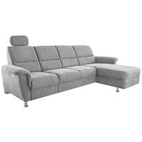 ECKSOFA Grau Mikrofaser  - Chromfarben/Grau, KONVENTIONELL, Textil/Metall (292/165cm) - Livetastic