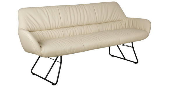SITZBANK 201,5/87/67,5 cm Echtleder Schwarz, Beige  - Beige/Schwarz, Design, Leder/Metall (201,5/87/67,5cm) - Dieter Knoll