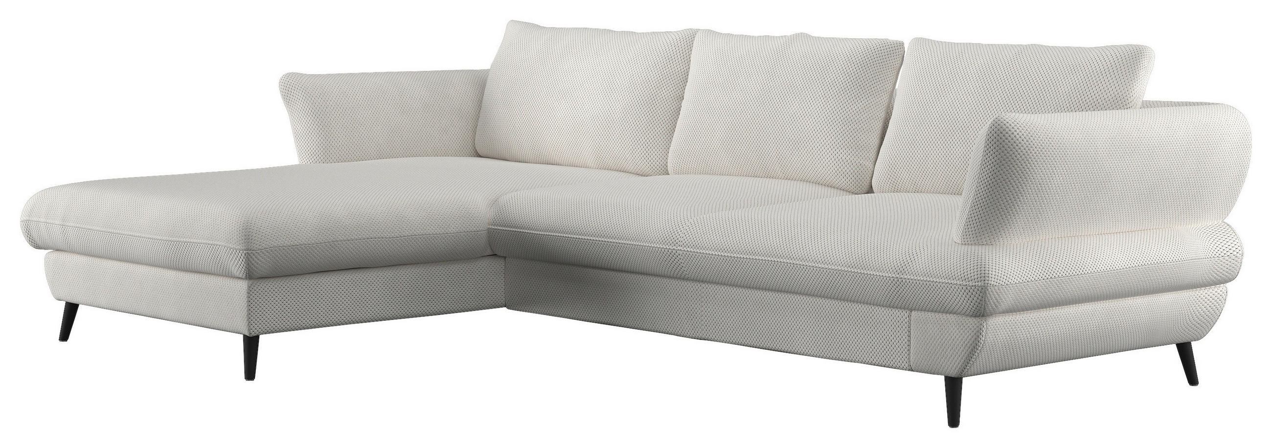 ECKSOFA Creme Velours Bettkasten, Schlaffunktion, Stauraum  - Creme/Schwarz, Design, Textil/Metall (181/281cm) - Livetastic