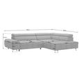 ECKSOFA in Webstoff Hellgrau  - Silberfarben/Hellgrau, Design, Textil/Metall (295/201cm) - Hom`in