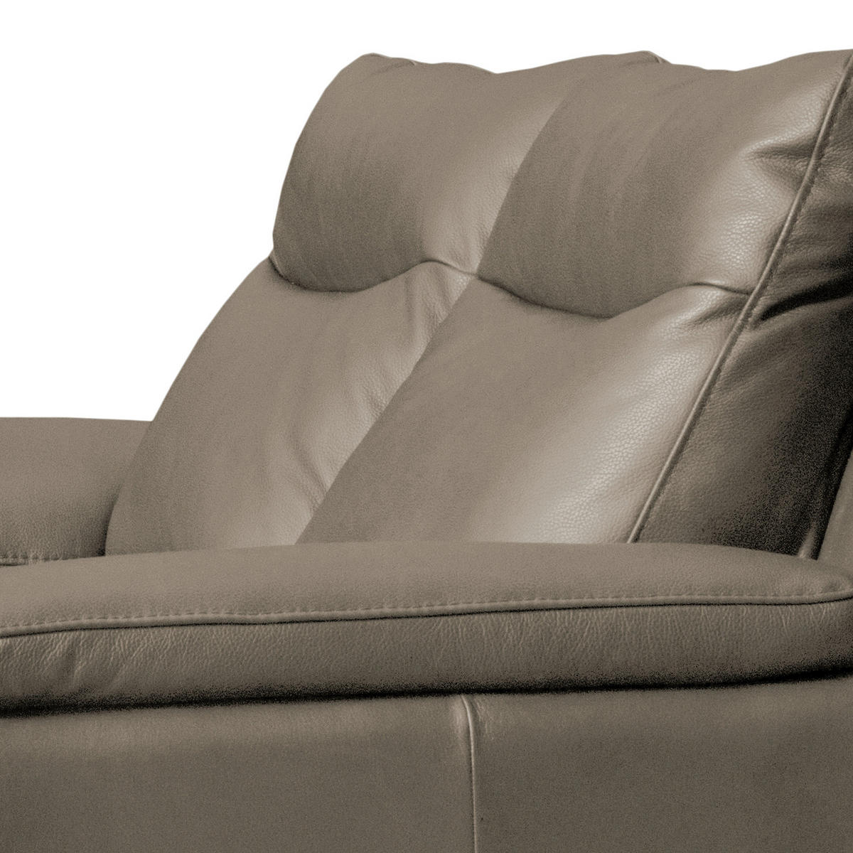 2,5-SITZER 216/95/96 cm PERLE in Echtleder Taupe   - Taupe/Chromfarben, Design, Leder/Metall (216/95/96cm) - Livetastic