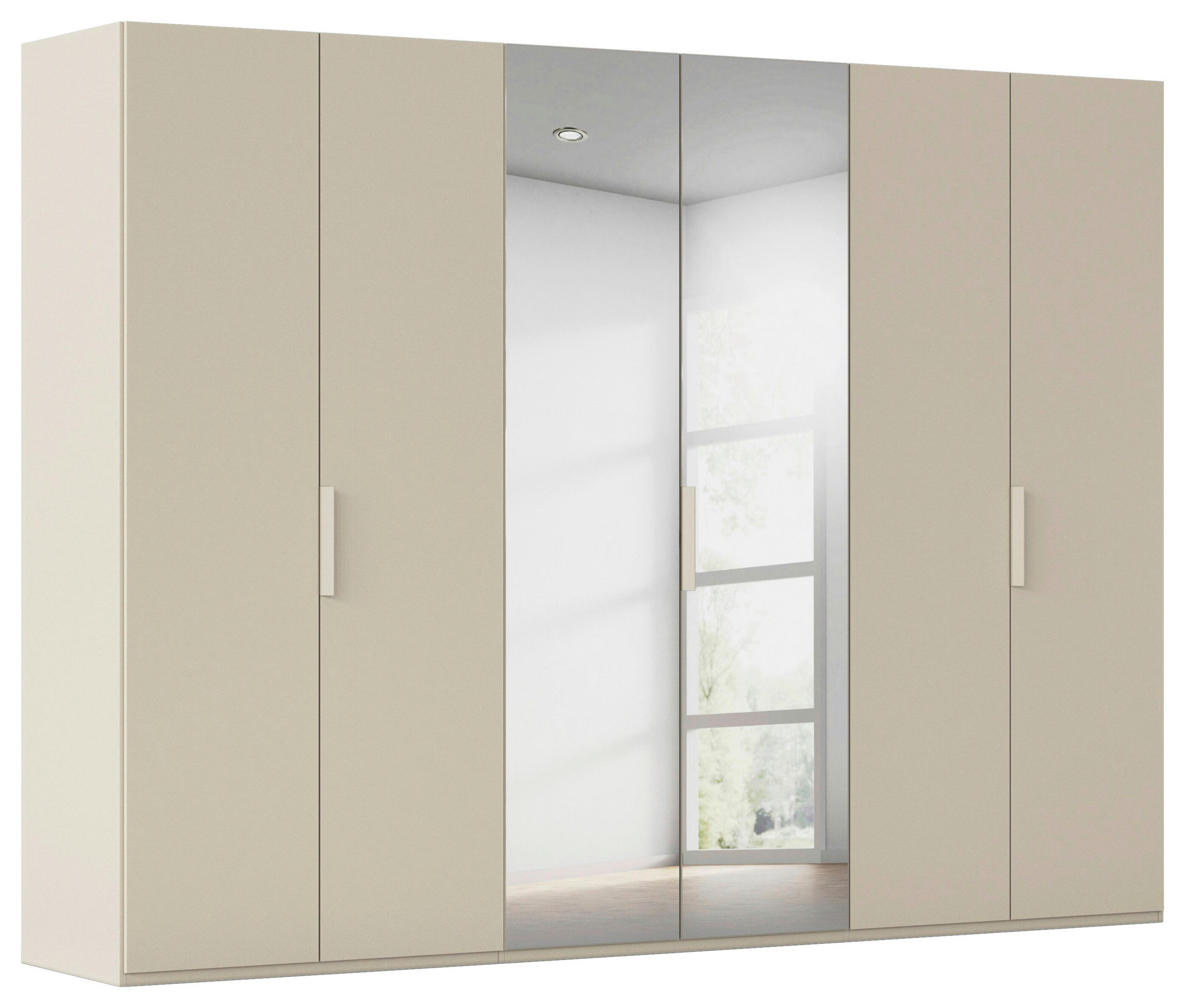 DREHTÜRENSCHRANK 301/223/61 cm,  in Champagner, 6-türig  - Champagner, Basics, Glas/Holzwerkstoff (301/223/61cm) - Novel