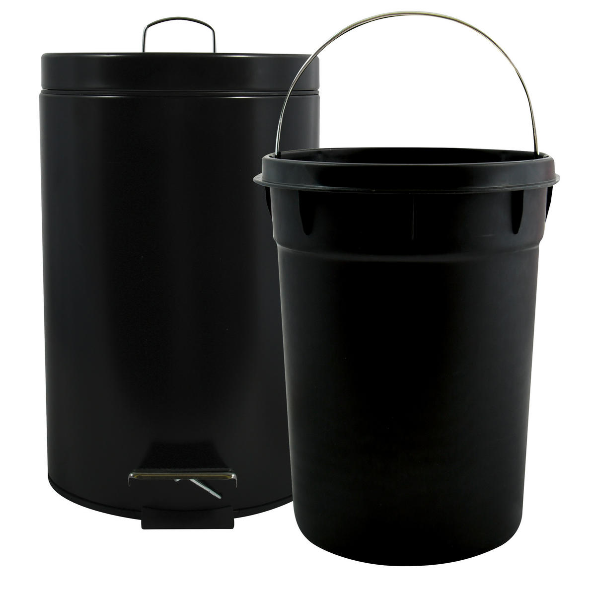 TRETEIMER STEEL 12 L  - Schwarz, Basics, Kunststoff/Metall (25.1/39.4/25.1cm) - Spirella