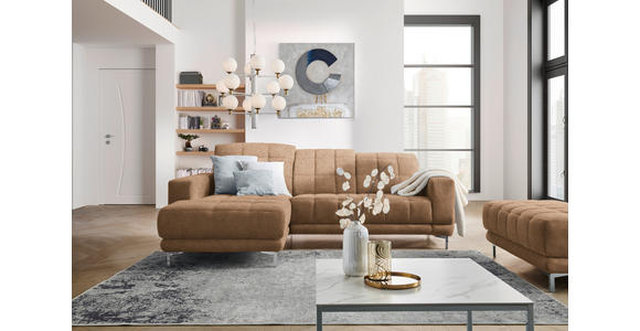 ECKSOFA  in Webstoff Braun  187/260 cm  - Chromfarben/Braun, Design, Textil/Metall (187/260cm) - Xora