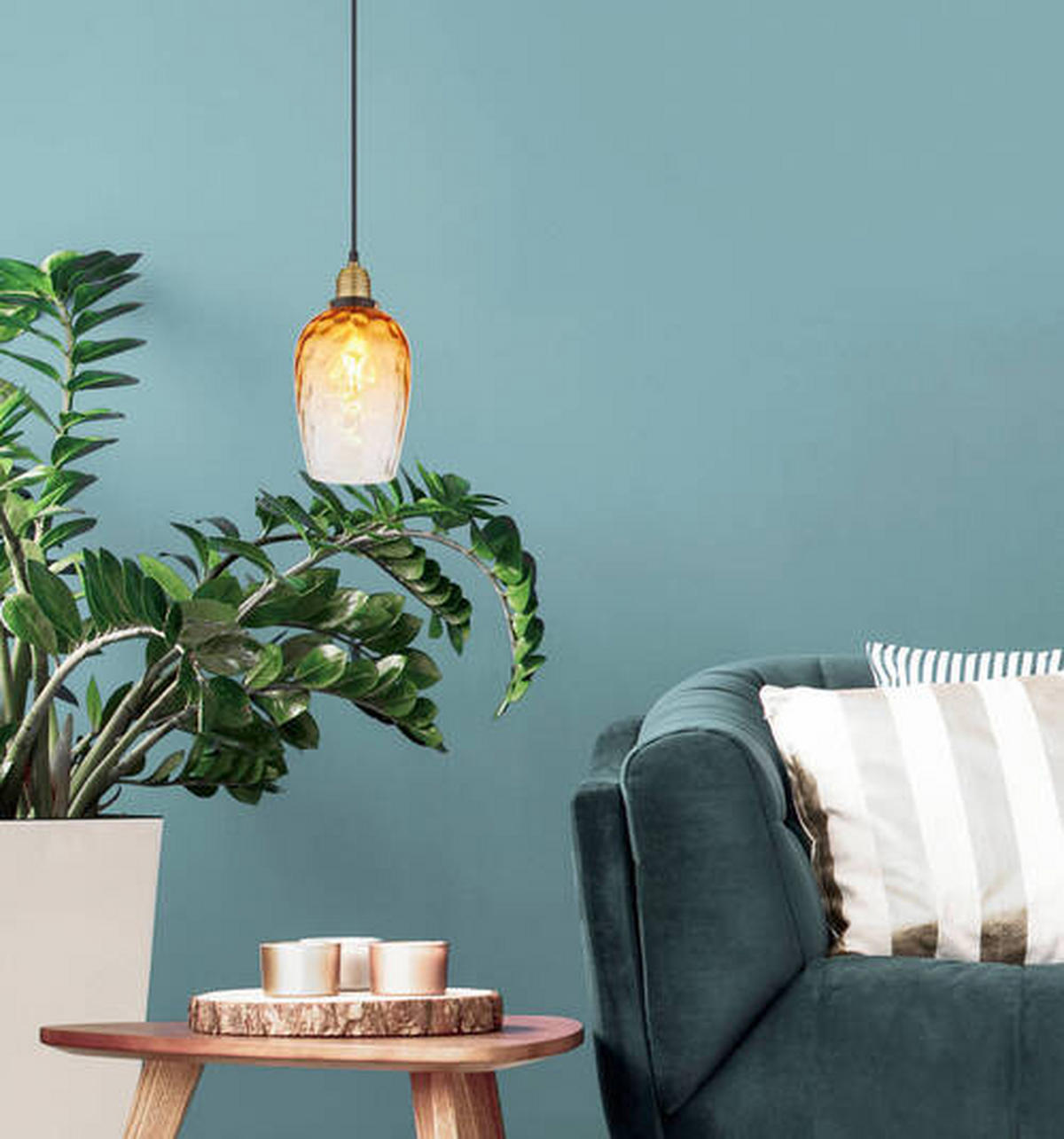 HÄNGLAMPA 15/120 cm  - klar/mässingsfärgad, Basics, metall/glas (15/120cm) - Globo