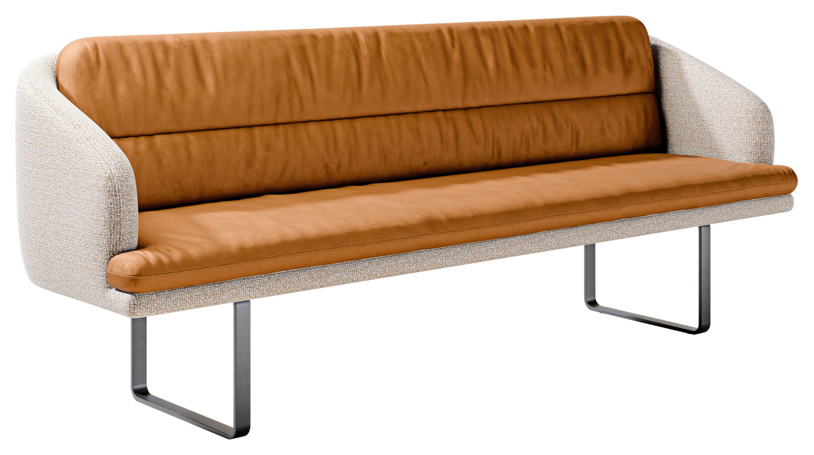 SITZBANK 255/89/68 cm Velours, Flachgewebe Beige, Rostfarben Metall  - Rostfarben/Beige, Design, Textil/Metall (255/89/68cm) - Dieter Knoll