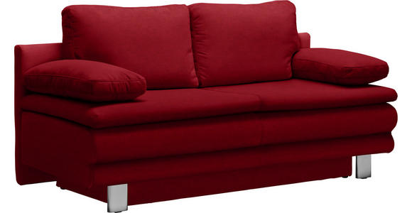 SCHLAFSOFA Flachgewebe Dunkelrot - Chromfarben/Dunkelrot, Design, Textil/Metall (194/96/86cm) - Novel