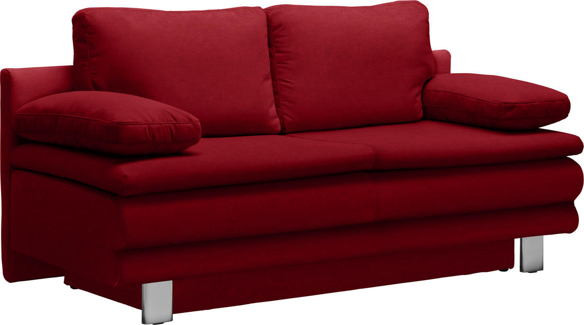 SCHLAFSOFA in Flachgewebe Dunkelrot  - Chromfarben/Dunkelrot, Design, Textil/Metall (194/96/86cm) - Novel