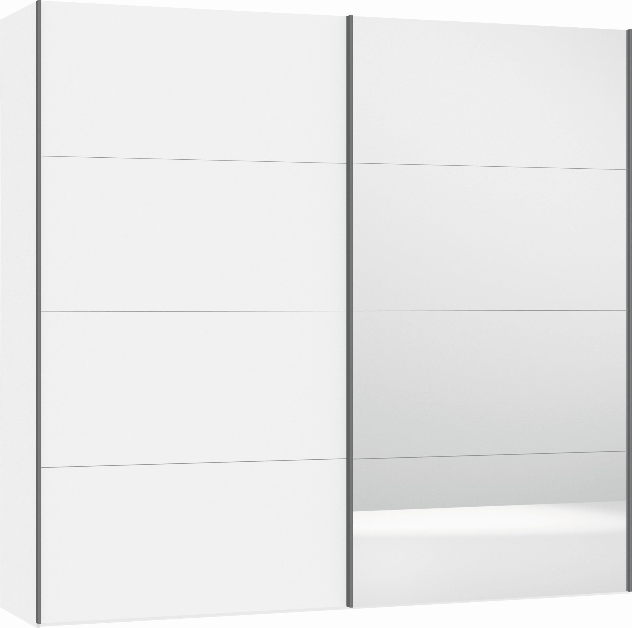 SCHWEBETÜRENSCHRANK  in Weiß  - Silberfarben/Weiß, Design, Glas/Holzwerkstoff (253/236/65cm) - Jutzler