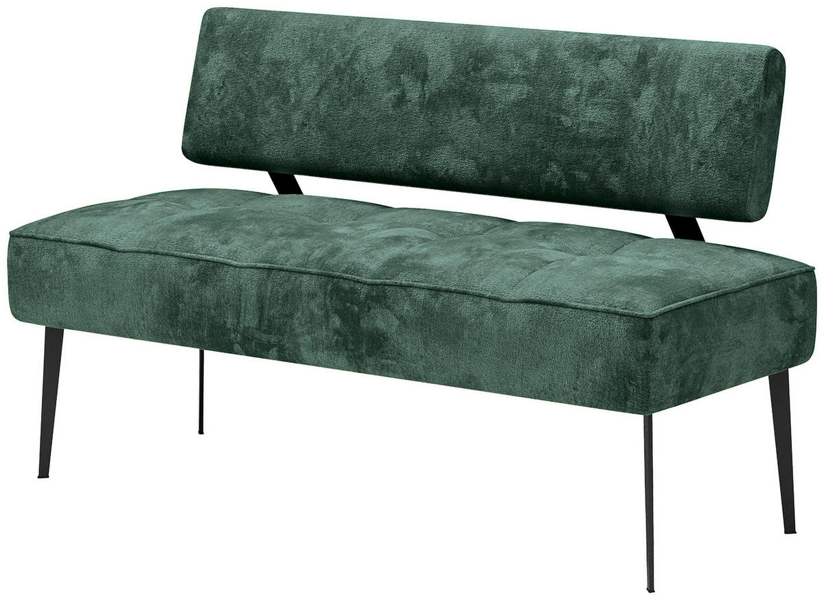 SITZBANK 162/90/65 cm Webstoff Dunkelgrün Metall  - Dunkelgrün/Schwarz, MODERN, Textil/Metall (162/90/65cm) - Welnova