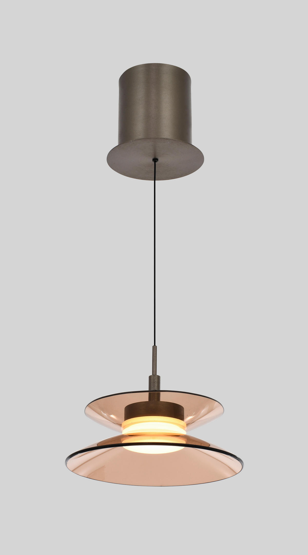 LED-HÄNGELEUCHTE Crema 22/150/22 cm  - Bronzefarben, Design, Glas/Metall (22/150/22cm)