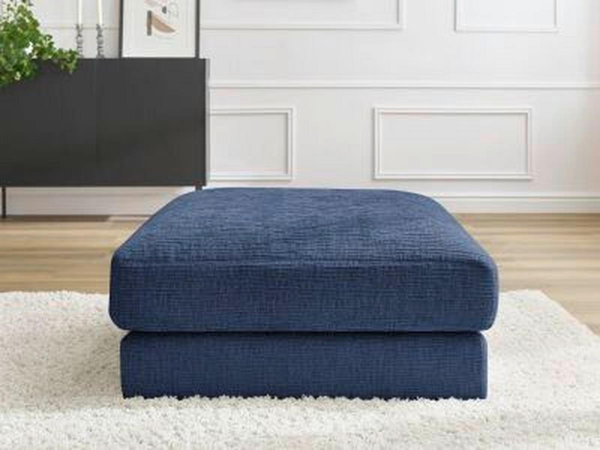 HOCKER LEONARD Struktur Dunkelblau  - Schwarz/Dunkelblau, MODERN, Kunststoff/Textil (86/43/86cm)