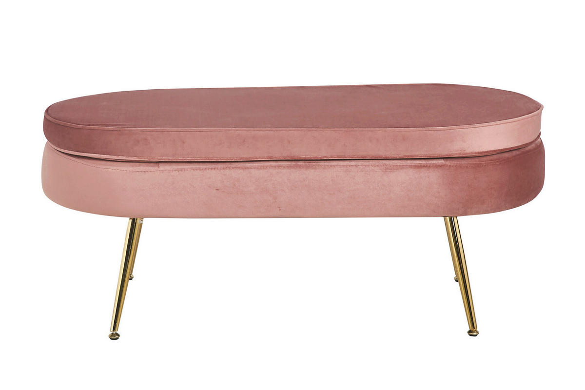 HOCKER Samt Rosa  - Goldfarben/Rosa, MODERN, Textil/Metall (99/40/44cm) - Livetastic