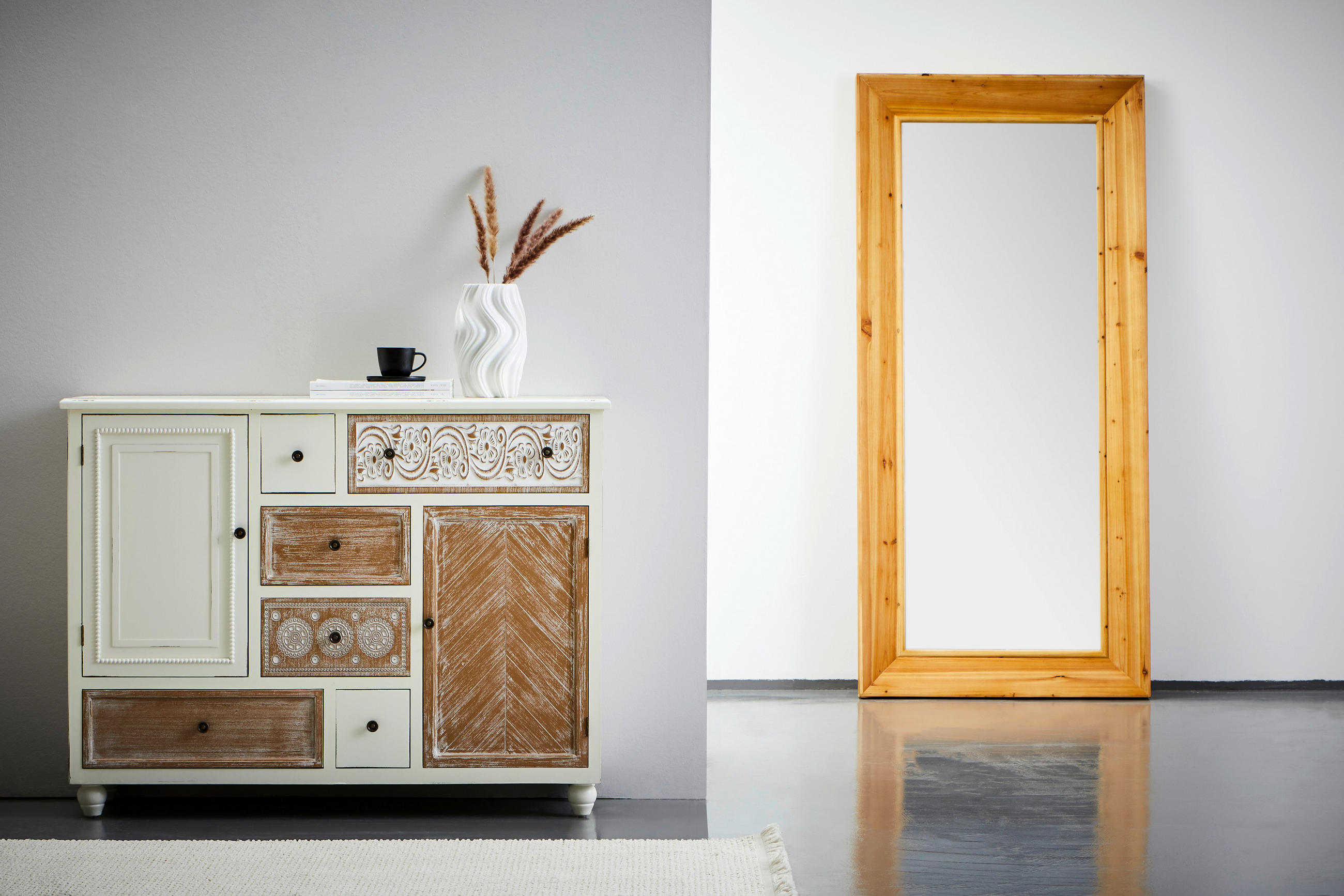 WANDSPIEGEL 87/188/7 cm    in rechteckig  - Naturfarben, Design, Glas/Holz (87/188/7cm) - MID.YOU