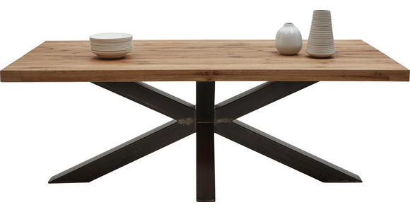 ESSTISCH in Holz, Metall 200/100/75 cm - Eichefarben/Schwarz, Design, Holz/Metall (200/100/75cm) - Valnatura