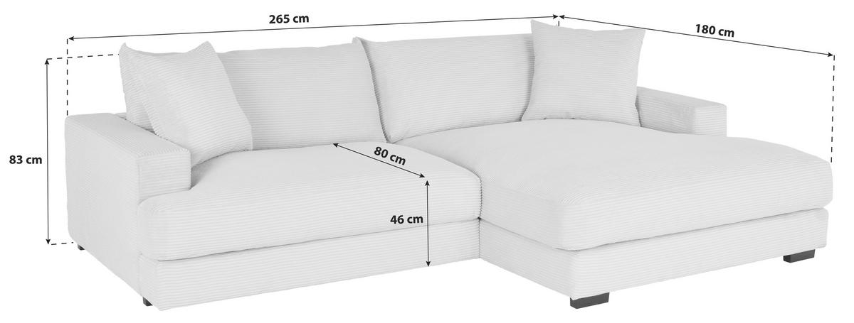 ECKSOFA Beige Cord  - Beige/Schwarz, MODERN, Textil (265/180cm) - P & B