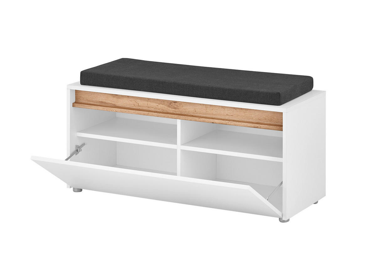 GARDEROBE 5-teilig  in 255/200/40 cm  - Eiche Wotan/Weiß, Design, Glas/Holzwerkstoff (255/200/40cm) - Modante