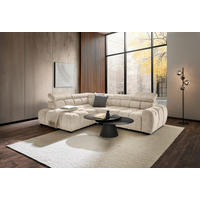 ECKSOFA inkl. Funktionen Naturfarben Webstoff  - Schwarz/Naturfarben, MODERN, Kunststoff/Textil (205/297cm) - Welnova