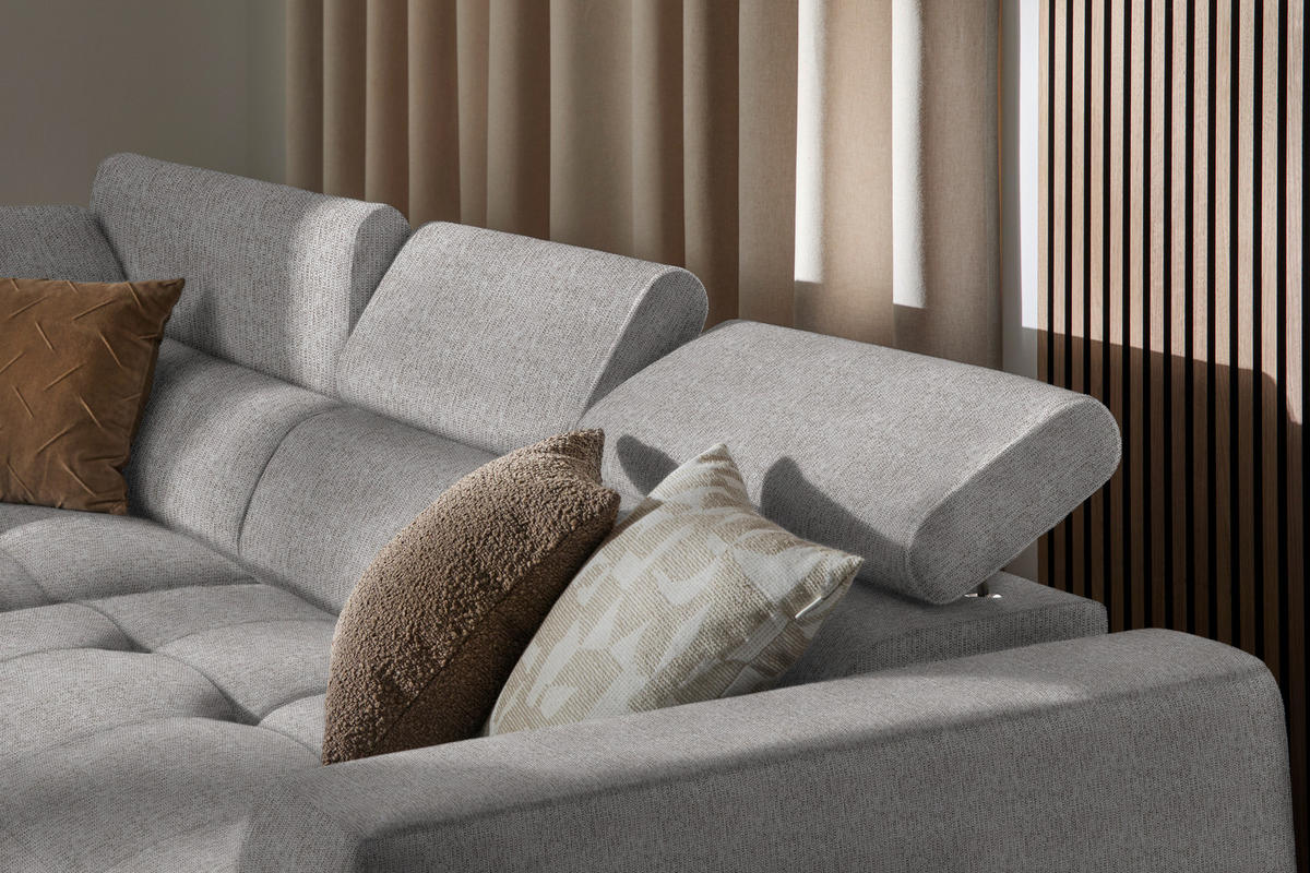 ECKSOFA in Struktur Taupe  - Taupe/Schwarz, Design, Kunststoff/Textil (205/284cm) - MID.YOU