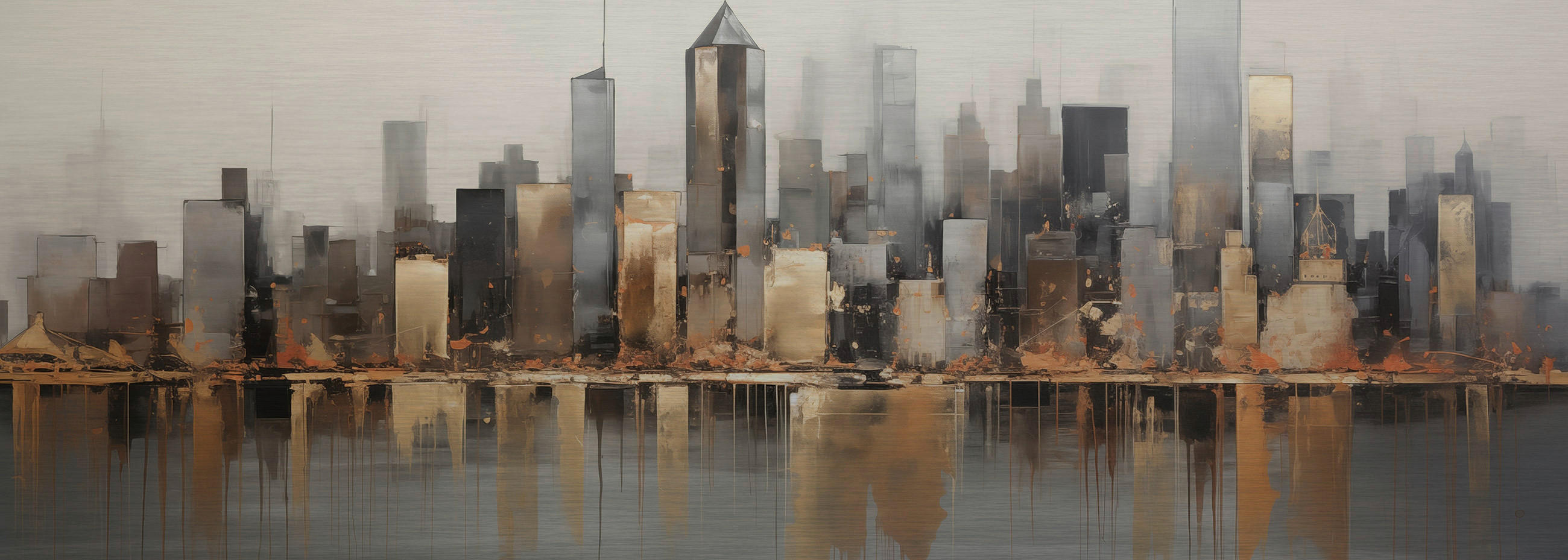 Euroart Aluminiumbild Skyline Iii Mehrfarbig 140x50x2 cm