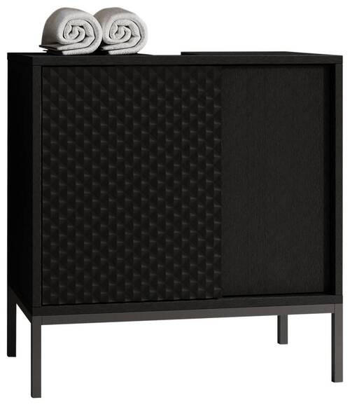 WASCHBECKENUNTERSCHRANK 60/62/32 cm  - Schwarz, MODERN, Holzwerkstoff/Metall (60/62/32cm) - MID.YOU