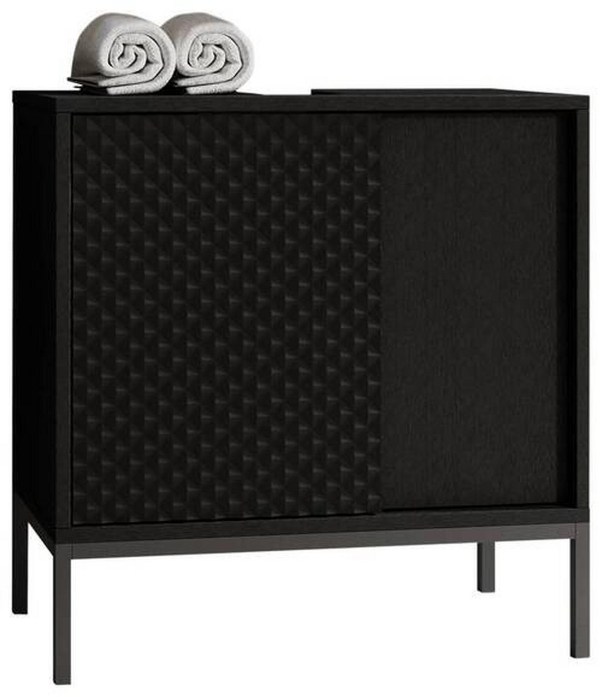 WASCHBECKENUNTERSCHRANK 60/62/32 cm  - Schwarz, MODERN, Holzwerkstoff/Metall (60/62/32cm) - MID.YOU