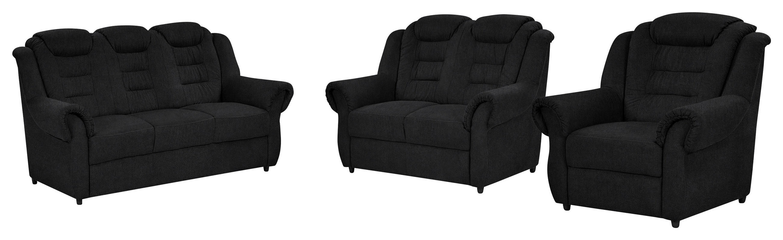 SITZGARNITUR Chenille Schwarz  - Schwarz, KONVENTIONELL, Kunststoff/Textil - Livetastic