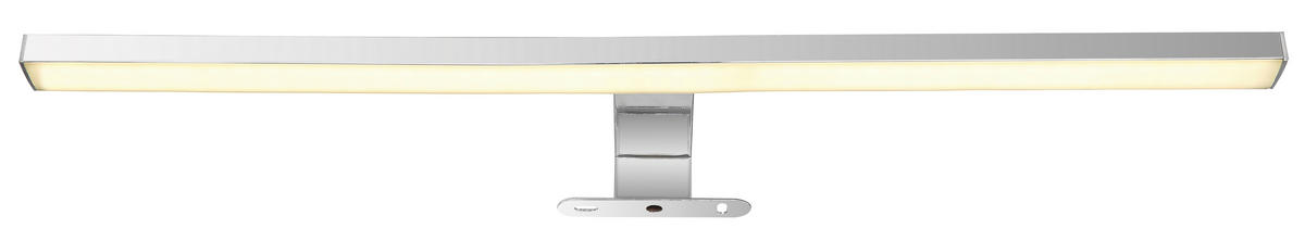 BADEZIMMER-WANDLEUCHTE 60/12/4 cm   - Chromfarben/Opal, Design, Kunststoff/Metall (60/12/4cm) - Globo