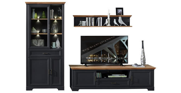 TV-ELEMENT 193/54/51 cm - Eichefarben/Graphitfarben, ROMANTIK / LANDHAUS, Holzwerkstoff/Metall (193/54/51cm) - Hom`in