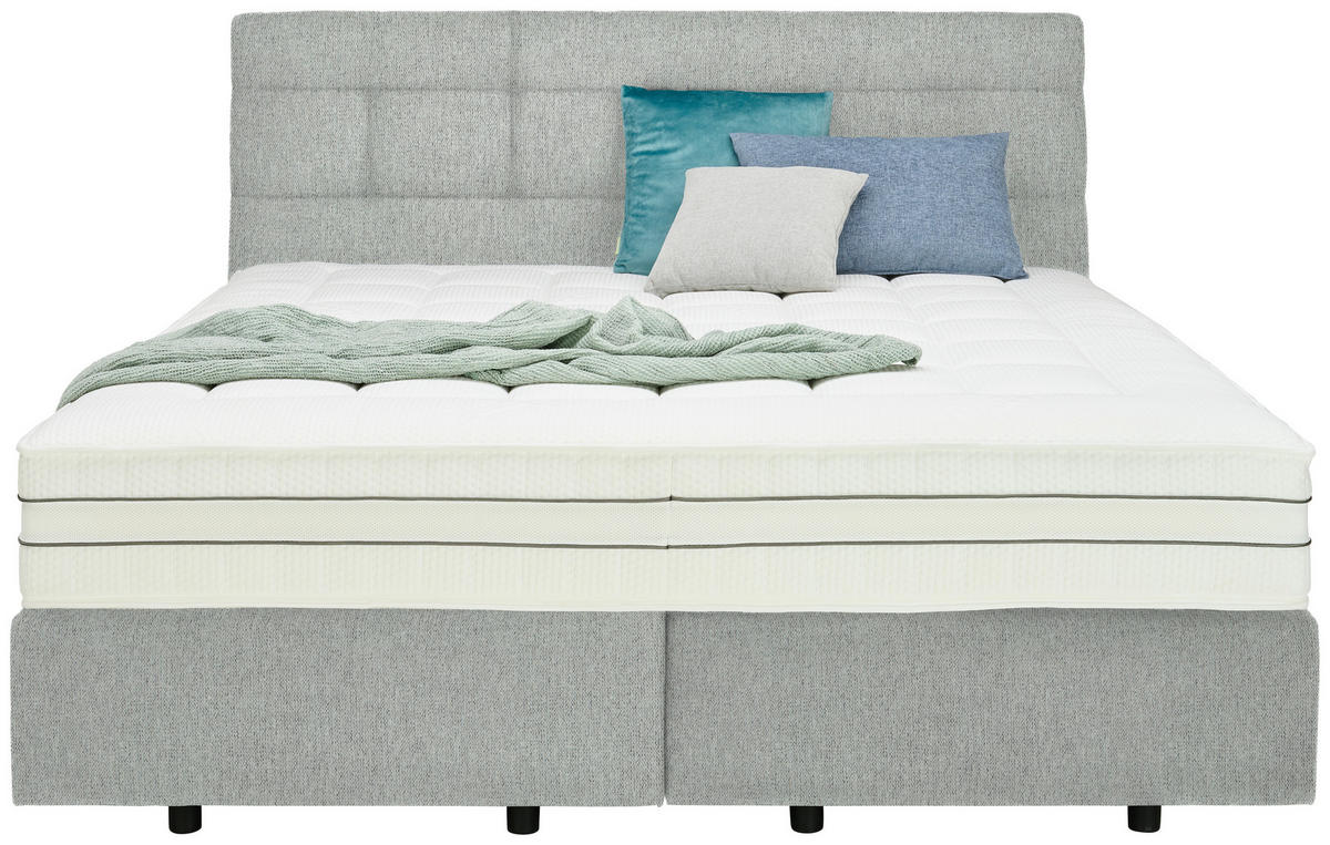 BOXSPRINGBETT 180/200 cm  in Hellgrau  - Hellgrau/Schwarz, Design, Kunststoff/Textil (180/200cm) - Esposa