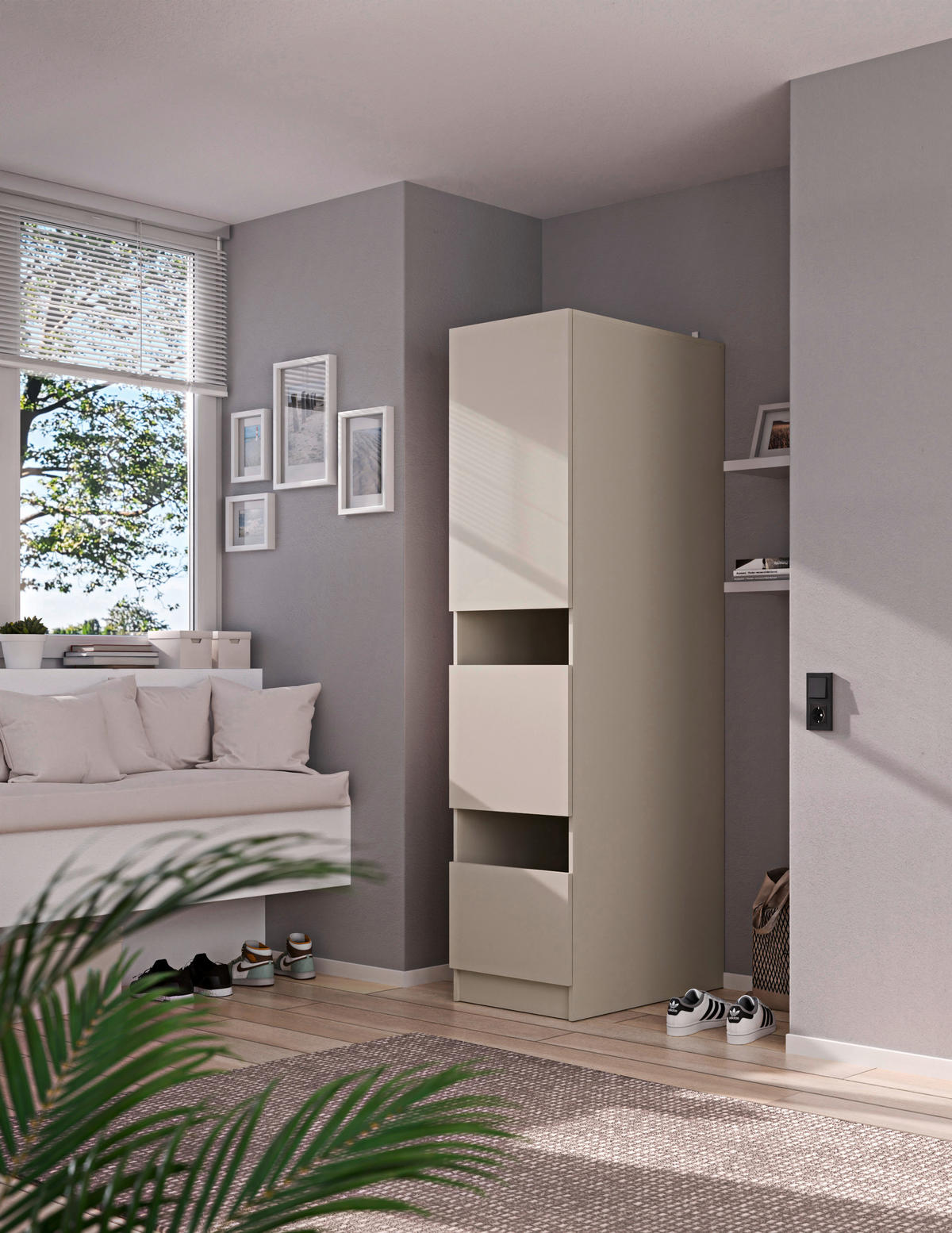 MEHRZWECKSCHRANK 50/200/68 cm  in Kaschmir  - Kaschmir/Schwarz, Design, Holzwerkstoff/Metall (50/200/68cm) - Milino