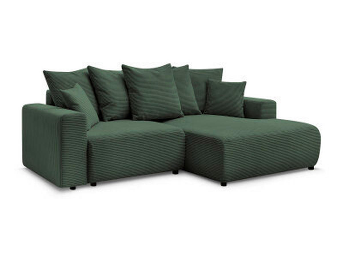 ECKSOFA Ottomane rechts  ATILLA Dunkelgrün Cord  - Dunkelgrün/Schwarz, MODERN, Kunststoff/Textil (244/149cm)