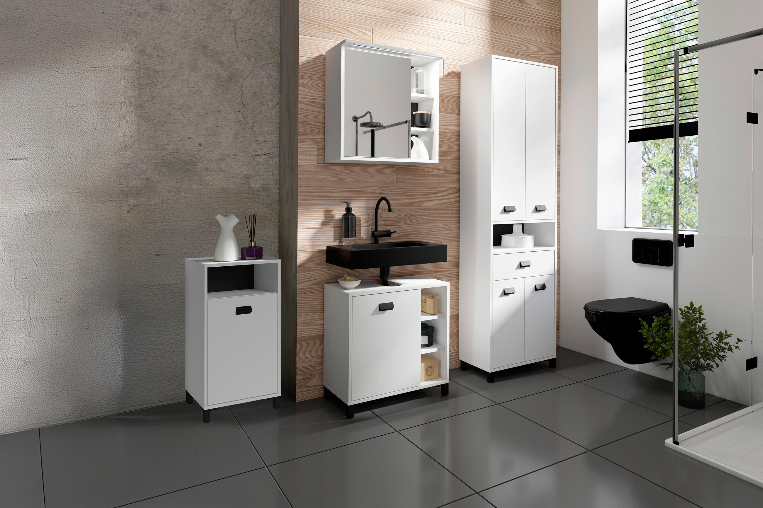 UNTERSCHRANK 42/77,5/31 cm   - Schwarz/Weiß, MODERN, Holzwerkstoff/Kunststoff (42/77,5/31cm) - MID.YOU