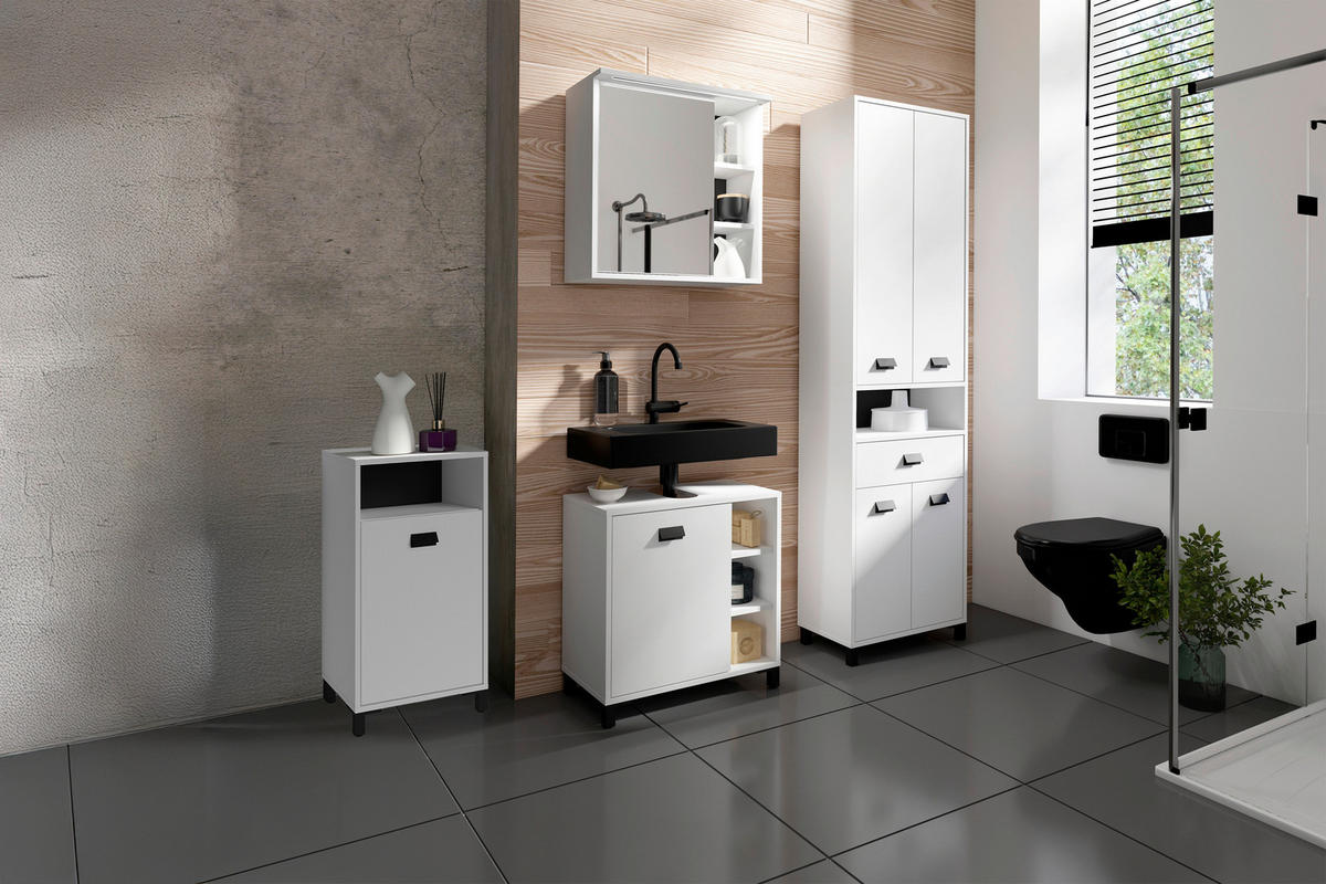 UNTERSCHRANK 42/77,5/31 cm   - Schwarz/Weiß, MODERN, Holzwerkstoff/Kunststoff (42/77,5/31cm) - MID.YOU