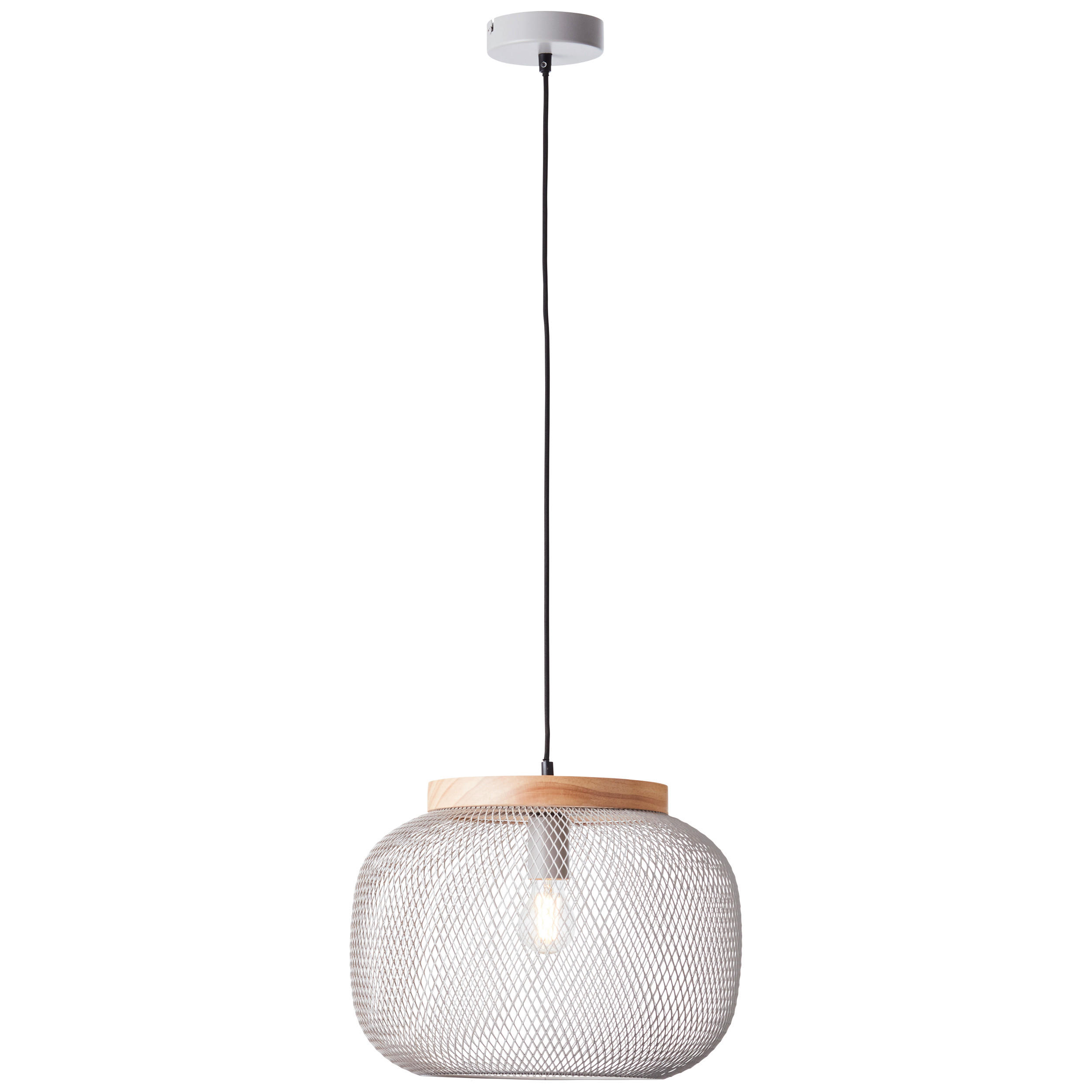 PENDELLEUCHTE 39/113 cm    - Hellgrau/Kieferfarben, Basics, Holz/Metall (39/113cm) - Brilliant
