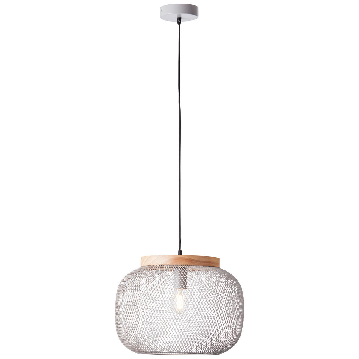 PENDELLEUCHTE 39/113 cm    - Hellgrau/Kieferfarben, Basics, Holz/Metall (39/113cm) - Brilliant