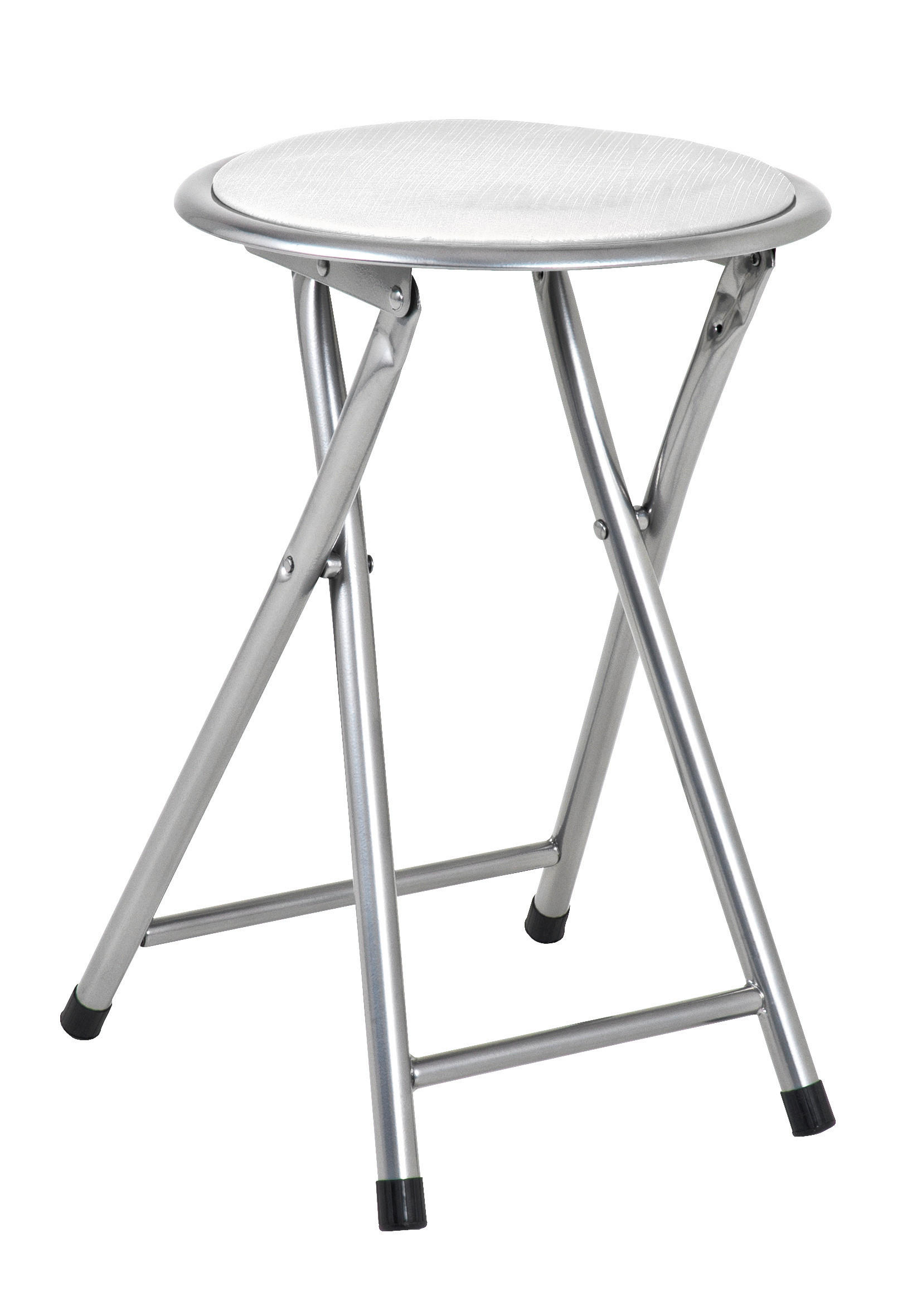 ZLOŽLJIV TABURE, tekstil bela, barve aluminija - bela/barve aluminija, Design, kovina/tekstil (30/45/30cm) - Carryhome