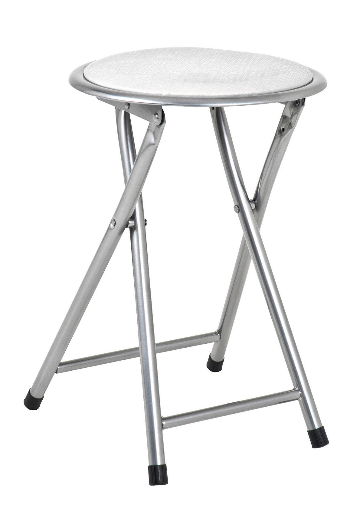 TABURET PLIABIL in textil alb, culoare aluminiu  - alb/culoare aluminiu, Design, metal/textil (30/45/30cm) - Carryhome