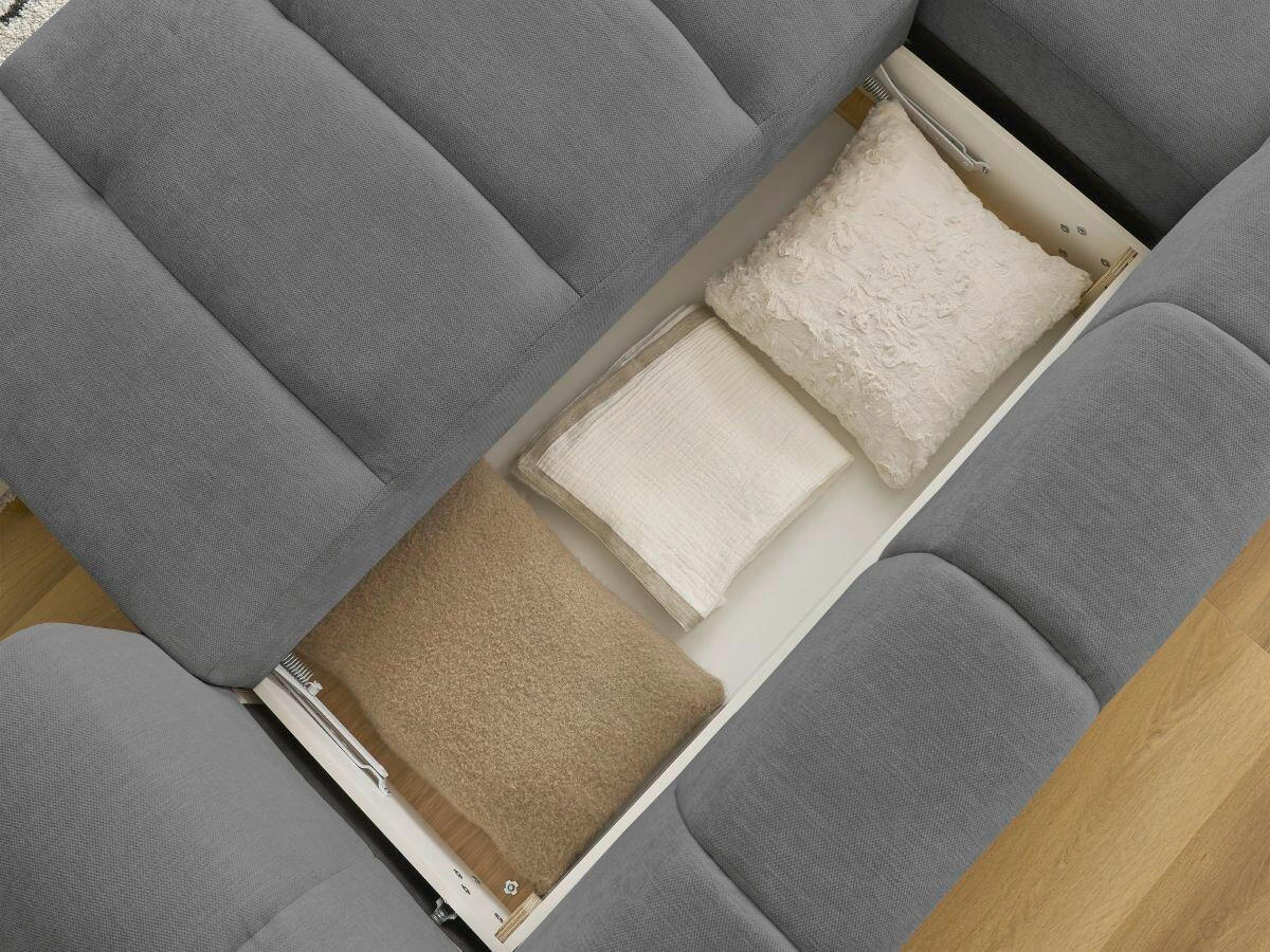 ECKSCHLAFSOFA FUJI Leinenoptik Dunkelgrau  inkl.  - Dunkelgrau/Schwarz, MODERN, Kunststoff/Textil (160/292cm)