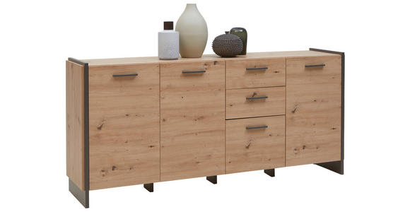 SIDEBOARD in 187/86/41 cm - Eiche Artisan/Grau, Design, Holzwerkstoff/Kunststoff (187/86/41cm) - Hom`in