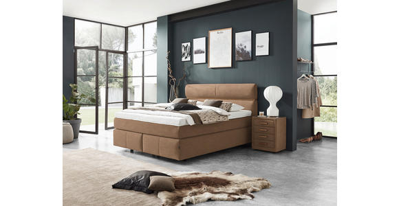BOXSPRINGBETT 180/200 cm in Eichefarben, Hellbraun - Hellbraun/Eichefarben, KONVENTIONELL, Holz/Kunststoff (180/200cm) - Dieter Knoll