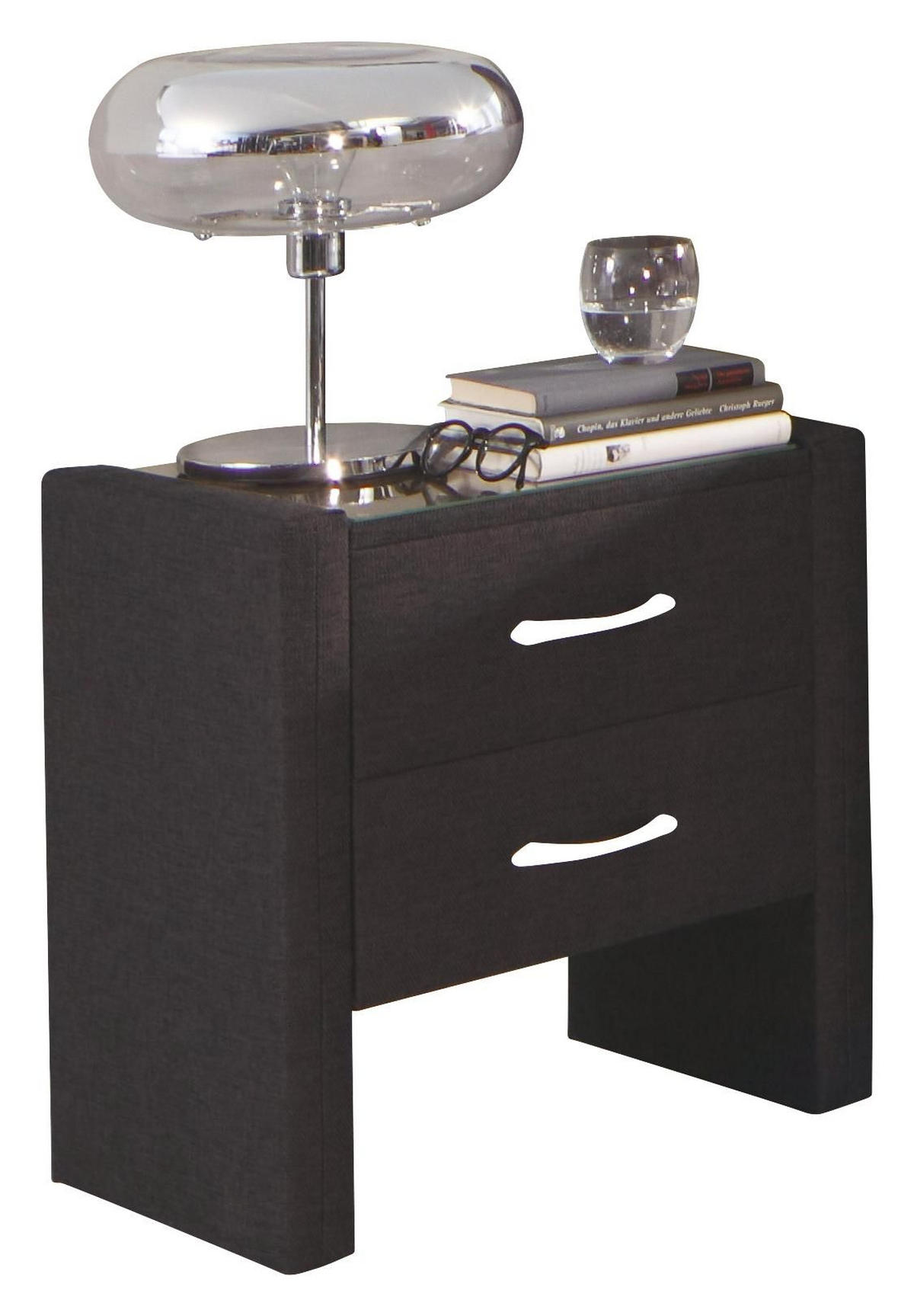NACHTSCHRANK 52/55/39 cm  - Anthrazit/Silberfarben, Design, Glas/Kunststoff (52/55/39cm) - Carryhome