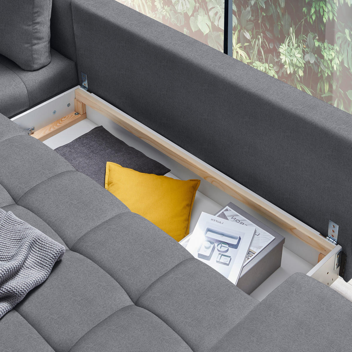 ECKSOFA in Webstoff Graphitfarben  212/315 cm  - Schwarz/Graphitfarben, Design, Textil/Metall (212/315cm) - Carryhome
