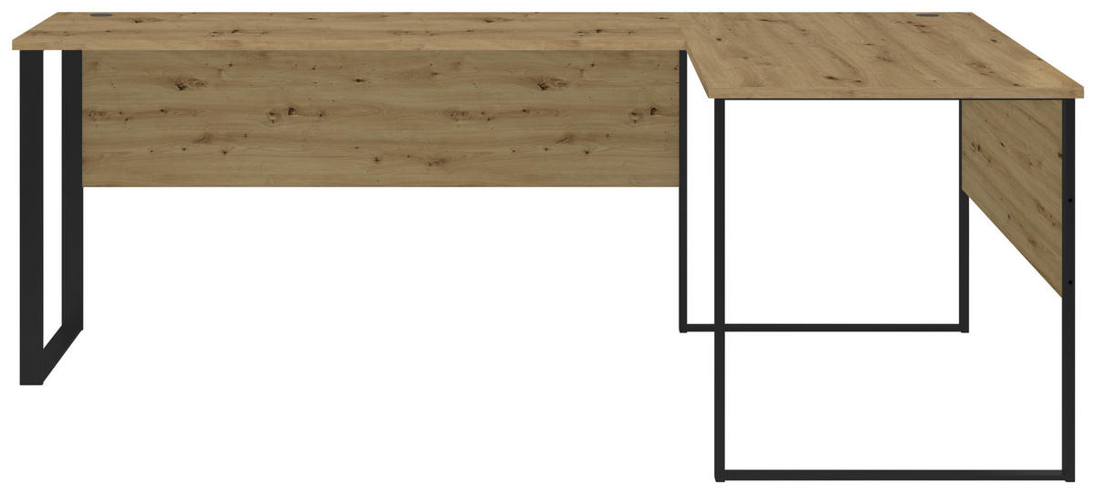 SCHREIBTISCH  in Eiche Artisan  - Schwarz/Eiche Artisan, MODERN, Holzwerkstoff/Metall (223/77/73cm) - MID.YOU