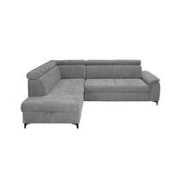 ECKSOFA Dunkelgrau Chenille Bettkasten, Schlaffunktion, Rücken echt, Kopfteilverstellung, Liegefläche im Originalstoff  - Dunkelgrau/Schwarz, KONVENTIONELL, Textil/Metall (206/265cm) - Carryhome