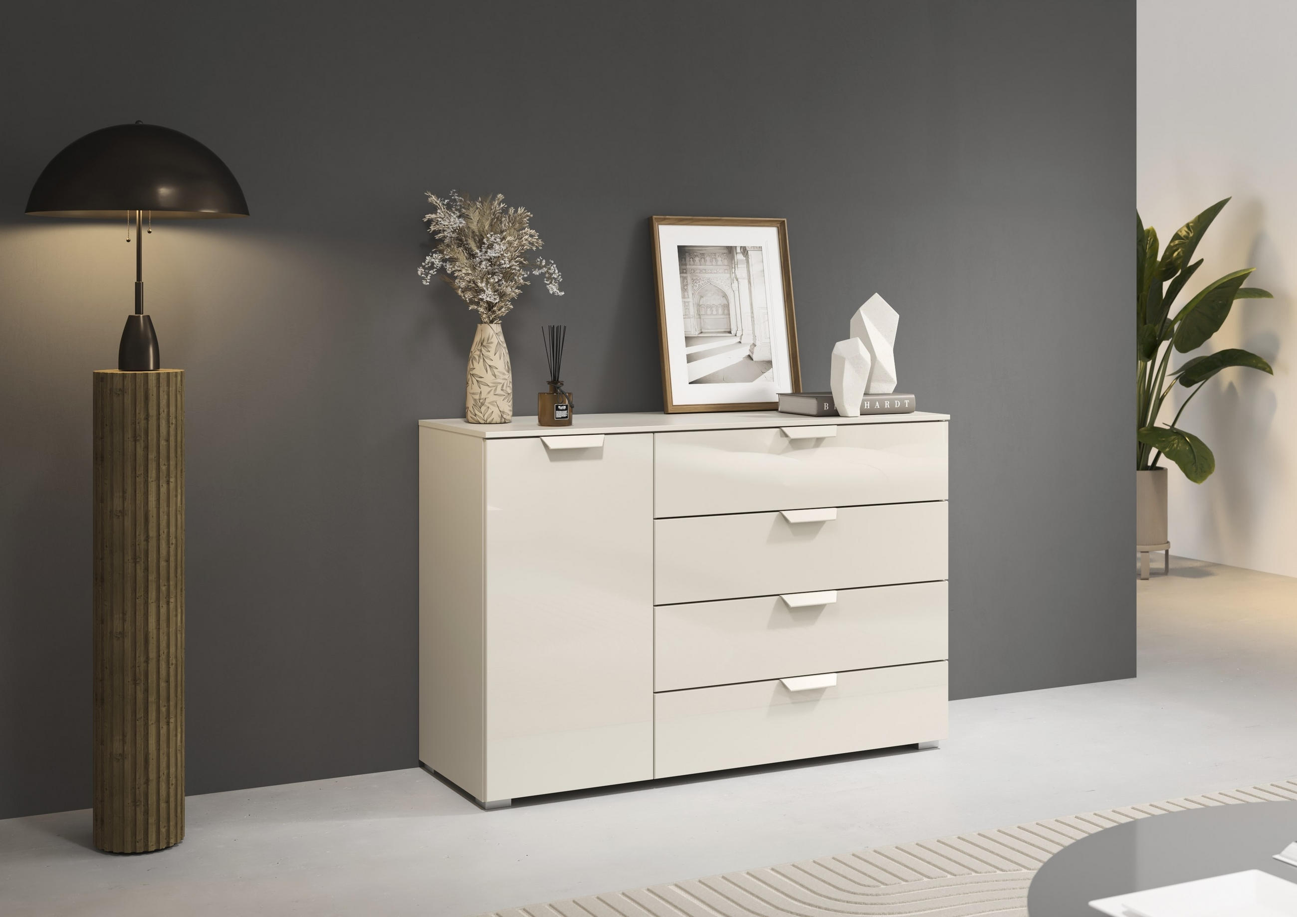 KOMMODE  in 120/81/42 cm  - Champagner, Design, Glas/Holzwerkstoff (120/81/42cm) - Carryhome